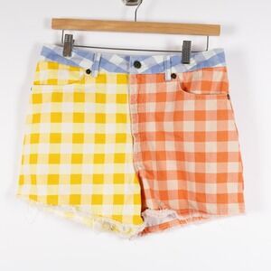 FARM Rio for Anthropologie Patchwork Gingham Shorts L